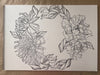 IOD Decor Stempel Chrysanthemums gestempelter Kranz auf Aquarellpapier erhältlich bei Countryside Colours