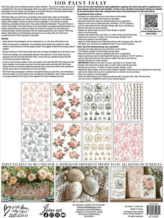 IOD Paint Inlay Spring Melody Verpackungsrückseite erhältlich bei Countryside Colours