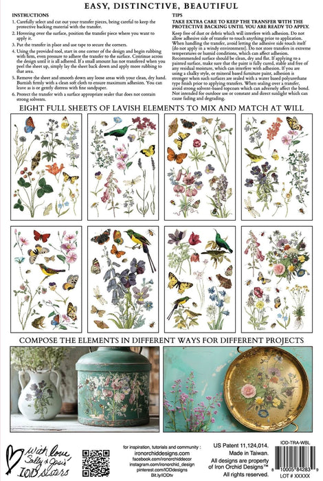 IOD Decor Transfer Wilde Bloemen Verpackungsrückseite erhältlich bei Countryside Colours