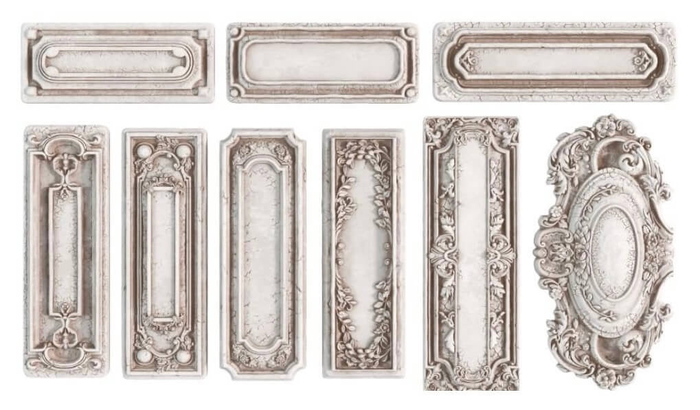 IOD Decor Mould Conservatory Labels abgeformt mit IOD Air Dry Clay erhältlich bei Countryside Colours 