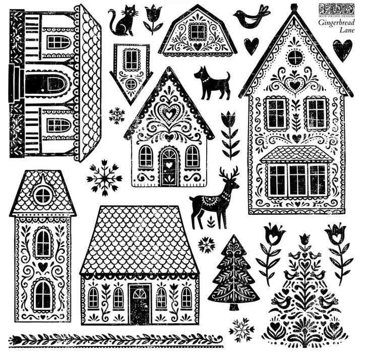 IOD Stempel Gingerbread Lane 12x12 | Winterkollektion 2026
