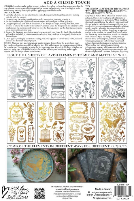 IOD Gilded Transfer Papillon erhältlich bei Countryside Colours 