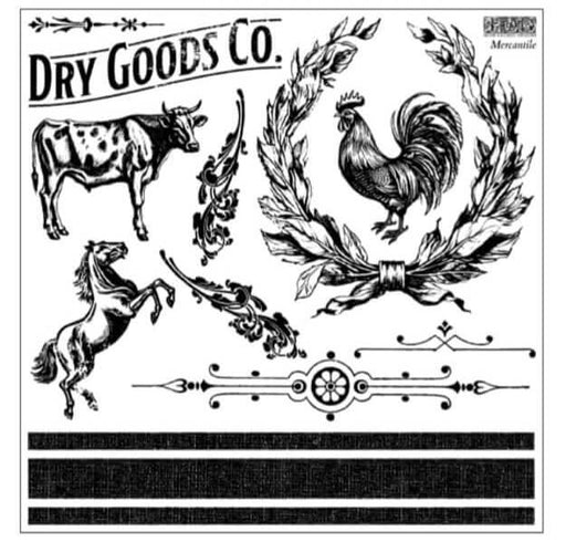 IOD Decor Stempel Mercantile mit Kuh, Hahn Streifen erhältlich bei Countryside Colours 