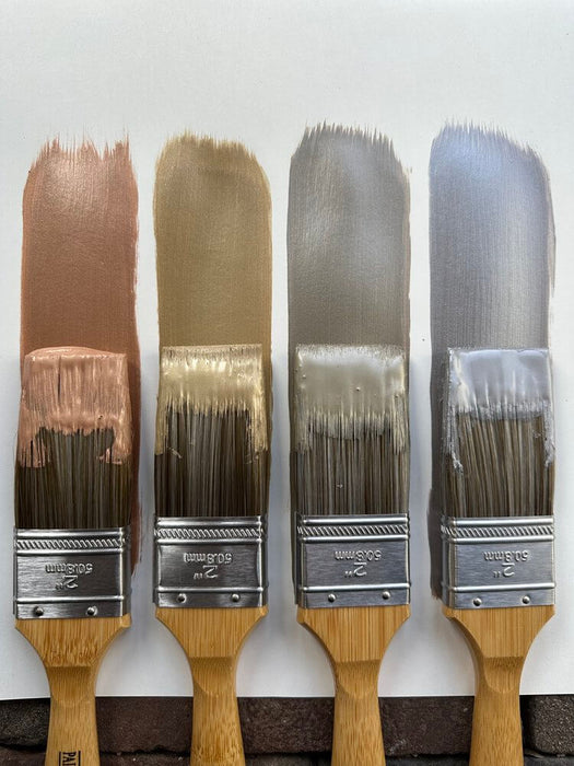 Metallic Farbtöne von Painting The Past in Silver, Satin, Gold und Ginger erhältlich bei Countryside Colours 