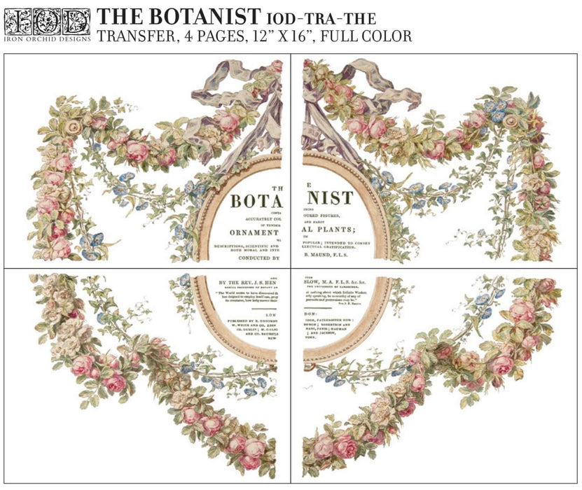 IOD Decor Transfer The Botanist erhältlich bei Countryside Colours, hier die Übersicht der vier Blätter