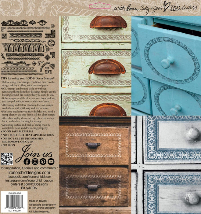 IOD Decor Stempel Adornment Verpackungsrückseite erhältlich bei Countryside Colours