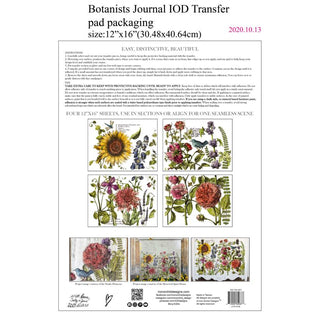 IOD Decor Transferfolie Botanist`s Journal Verpackungsrückseite Countryside Colours