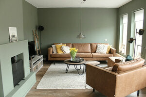Olive - Kreidefarbe von Painting The Past erhältlich bei Countryside Colours hier in der Wandfarben Qualität gestrichenem Wohnzimmer